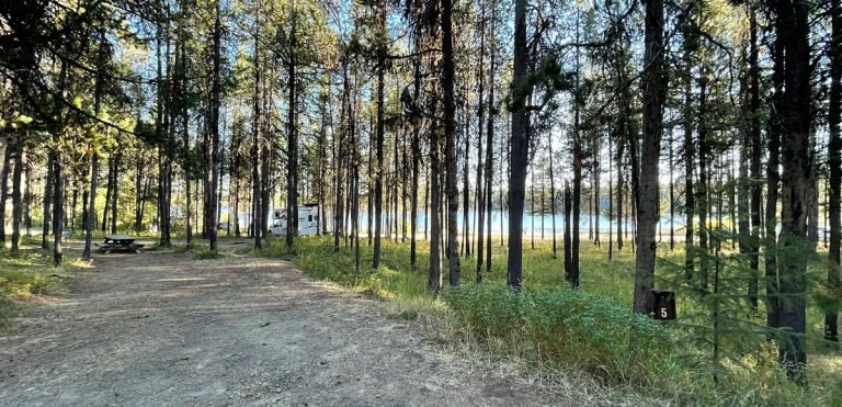 Peeking at Indian Lake from a road through the campground