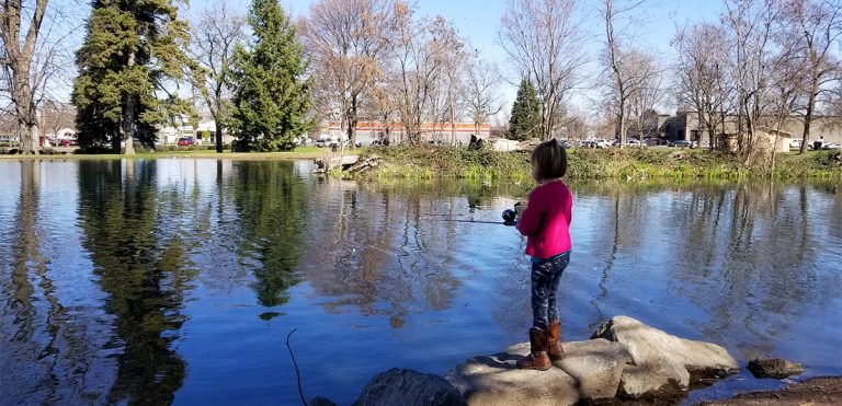 Jefferson Pond is a great, in-town, stocked pond options for outdoor family fun.