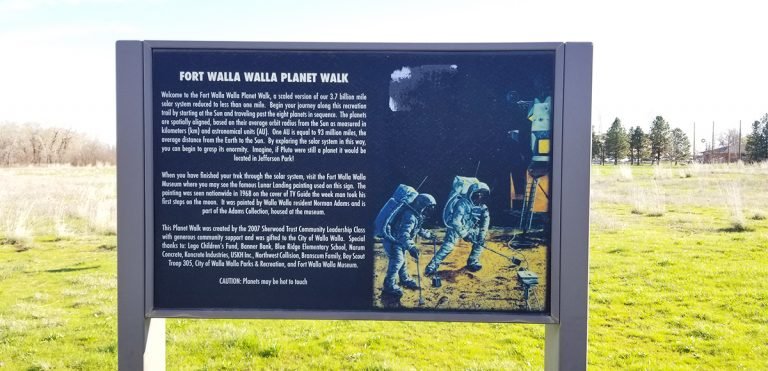 The Fort Walla Walla Recreation Trail Planet Walk was created by the 2007 Sherwood Trust Community Leadership Class with support from many other community organizations and businesses. This walk really puts things in perspective.