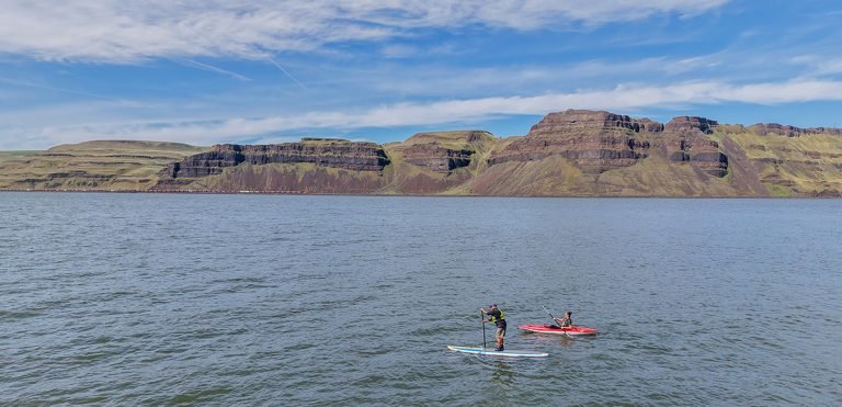 Greg with Adventure Fit showing off his balancing skills on a slightly choppy day on the Columbia River